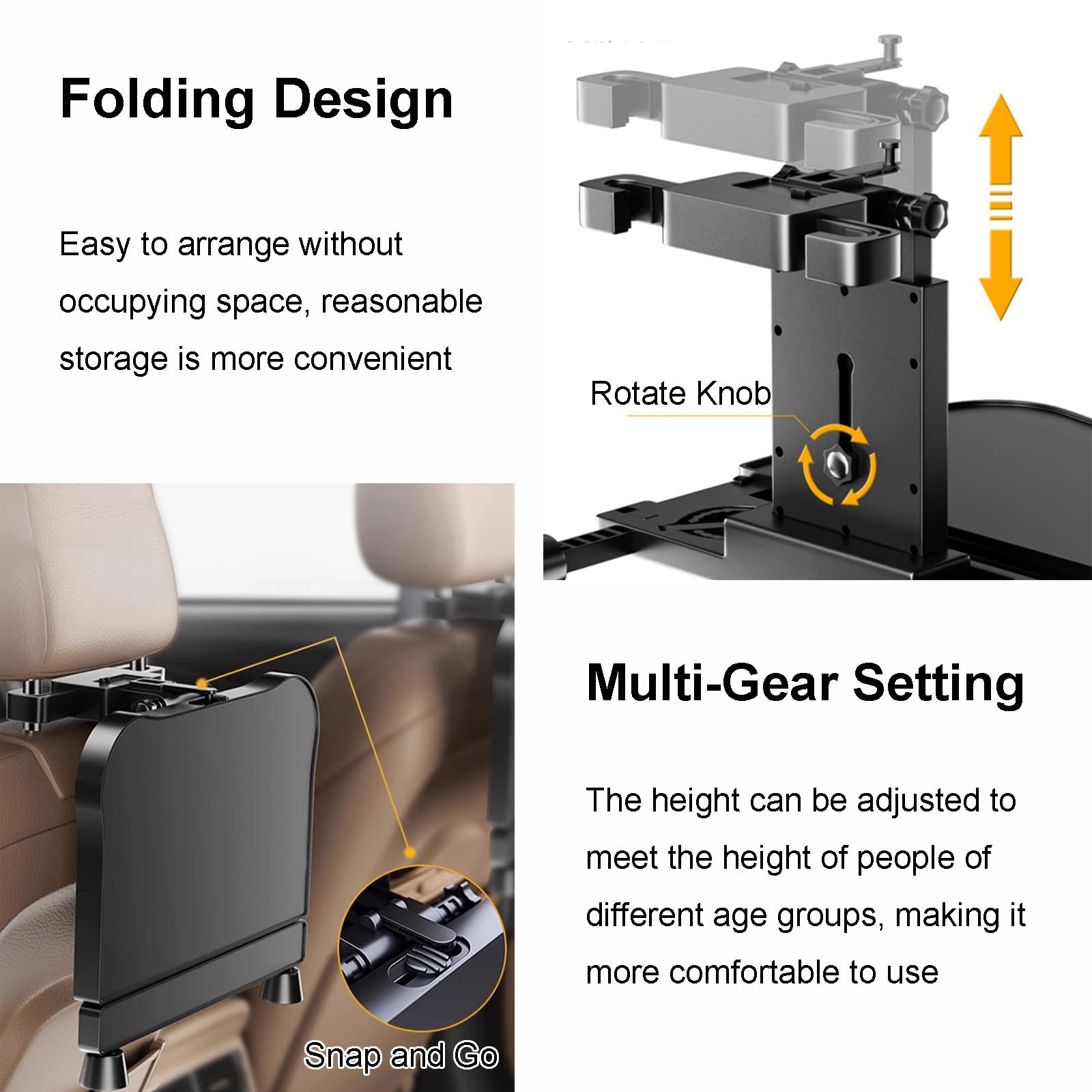 Tavolino per Sedile Posteriore per Auto Tavolo per Auto Tavolo per Auto Pieghevole Multifunzionale con Supporto per Telefono, per Lavorare, Scrivere, Mangiare, Viaggiare (Size : Style A)