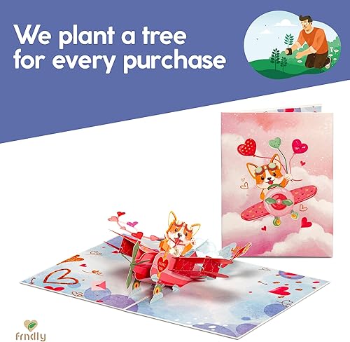 Miniatura 5 de Paper Love Frndly - Tarjeta romántica de biplano 3D para perro, para cumpleaños, día de la madre, aniversario, para todas las ocasiones, hecha a