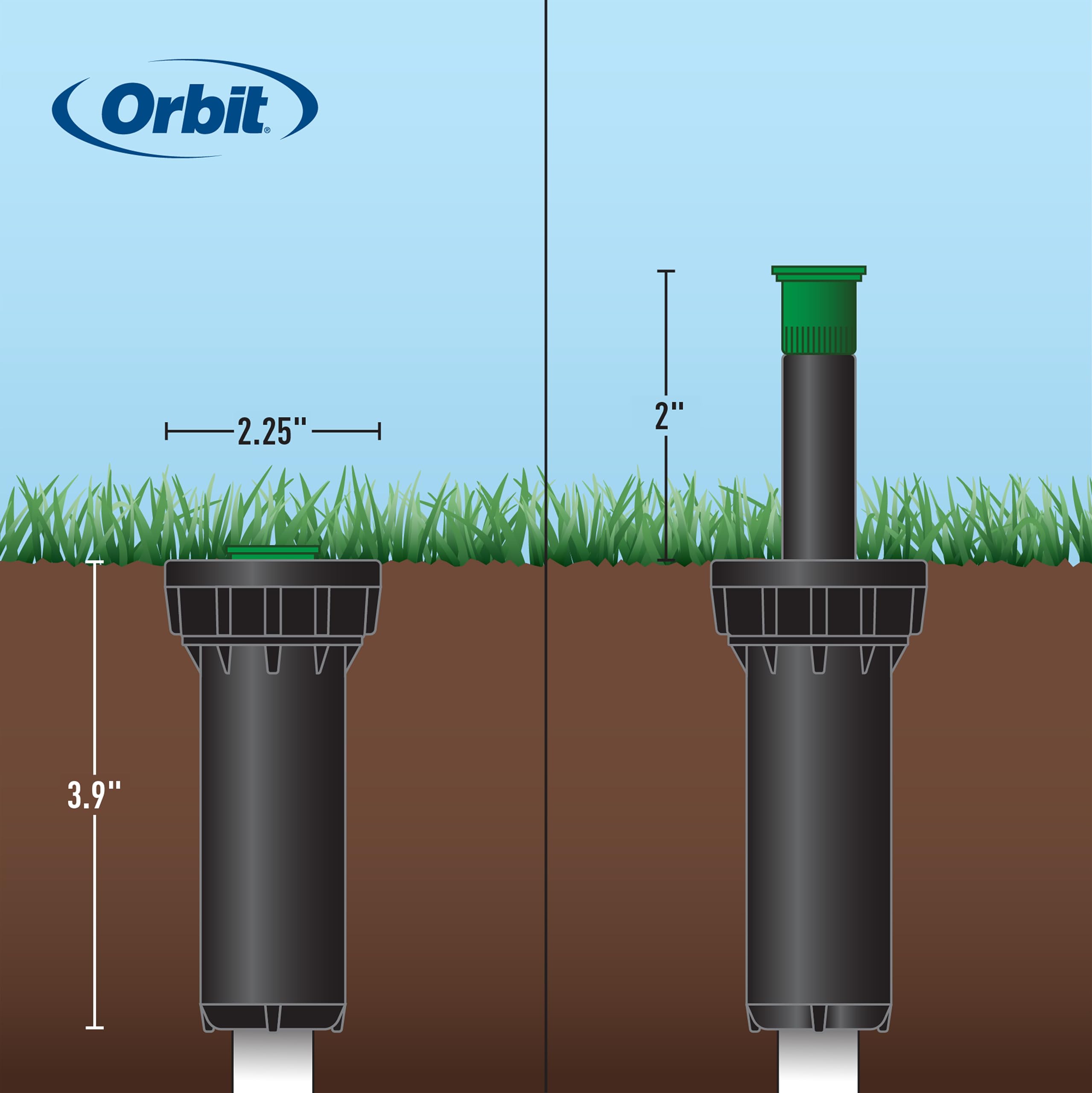 Orbit 80307 Professional Series Adjustable Pop-up Sprinkler, Black