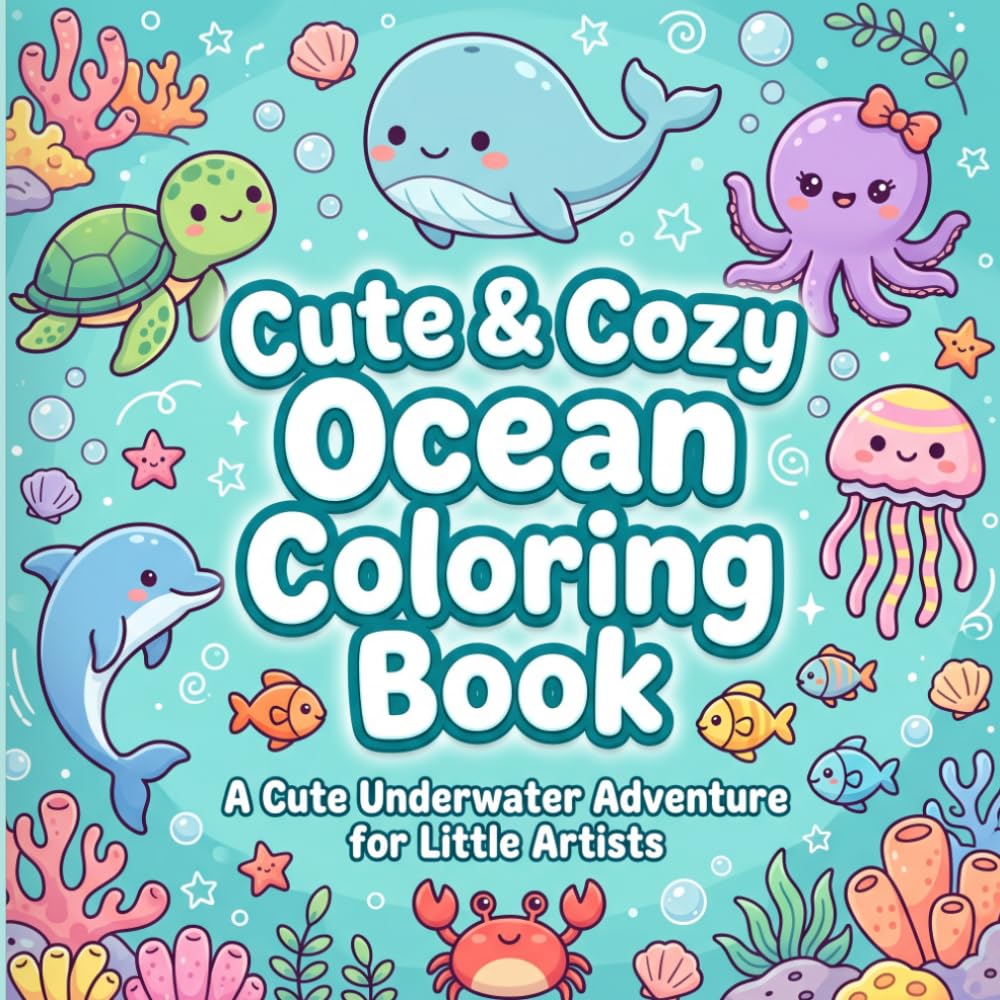Cute & Cozy Ocean Coloring Book: A Cute Underwater Adventure for Little Artists with Cute Sea Animals, Whales, Dolphins, Turtles, Octopuses and More