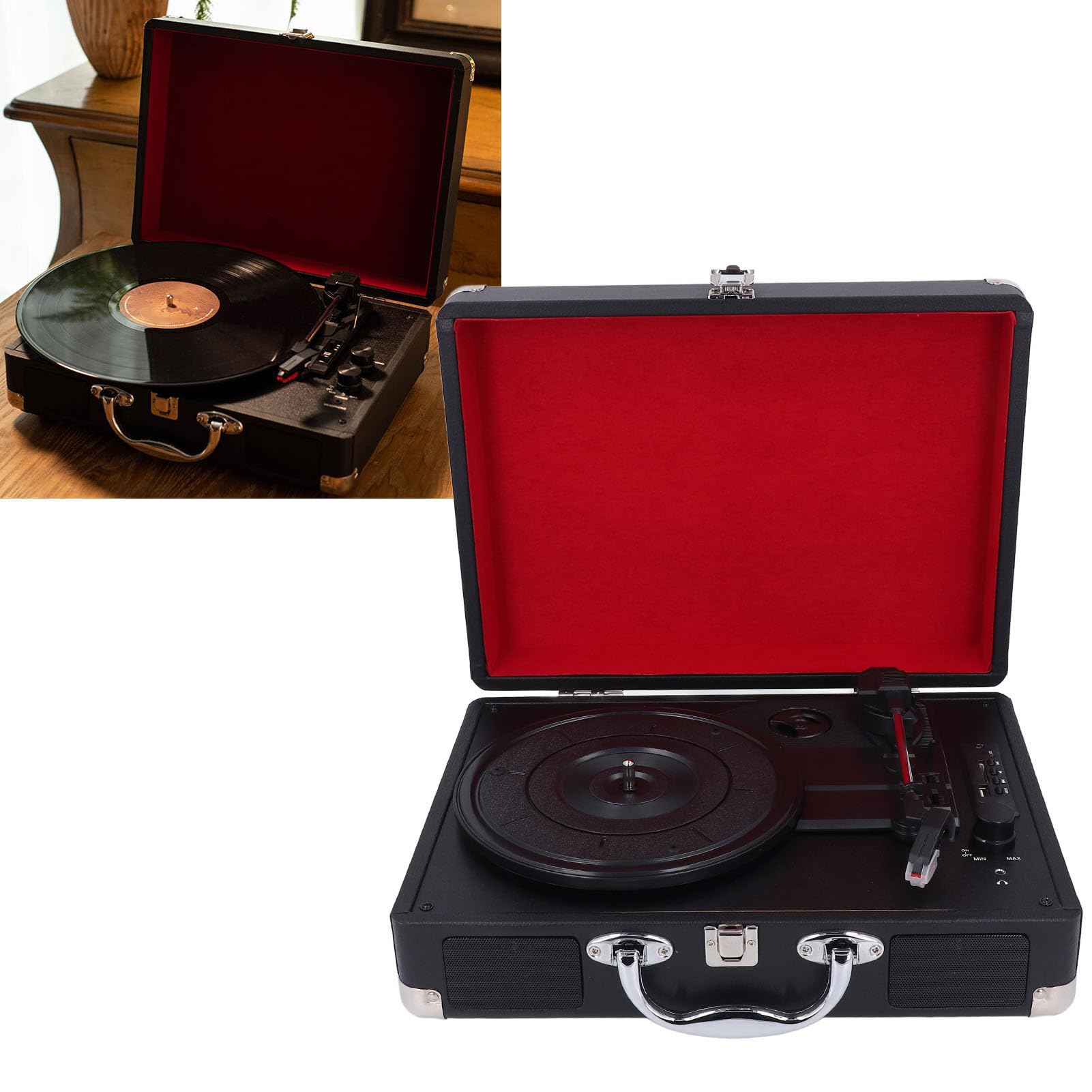 Giradischi Vintage BT Giradischi retrò con Altoparlanti Integrati, Riproduzione USB e 5. per Dischi 33/45/78 Giri, Valigia Portatile - Design per l'intrattenimento Domestico e l'arredamento