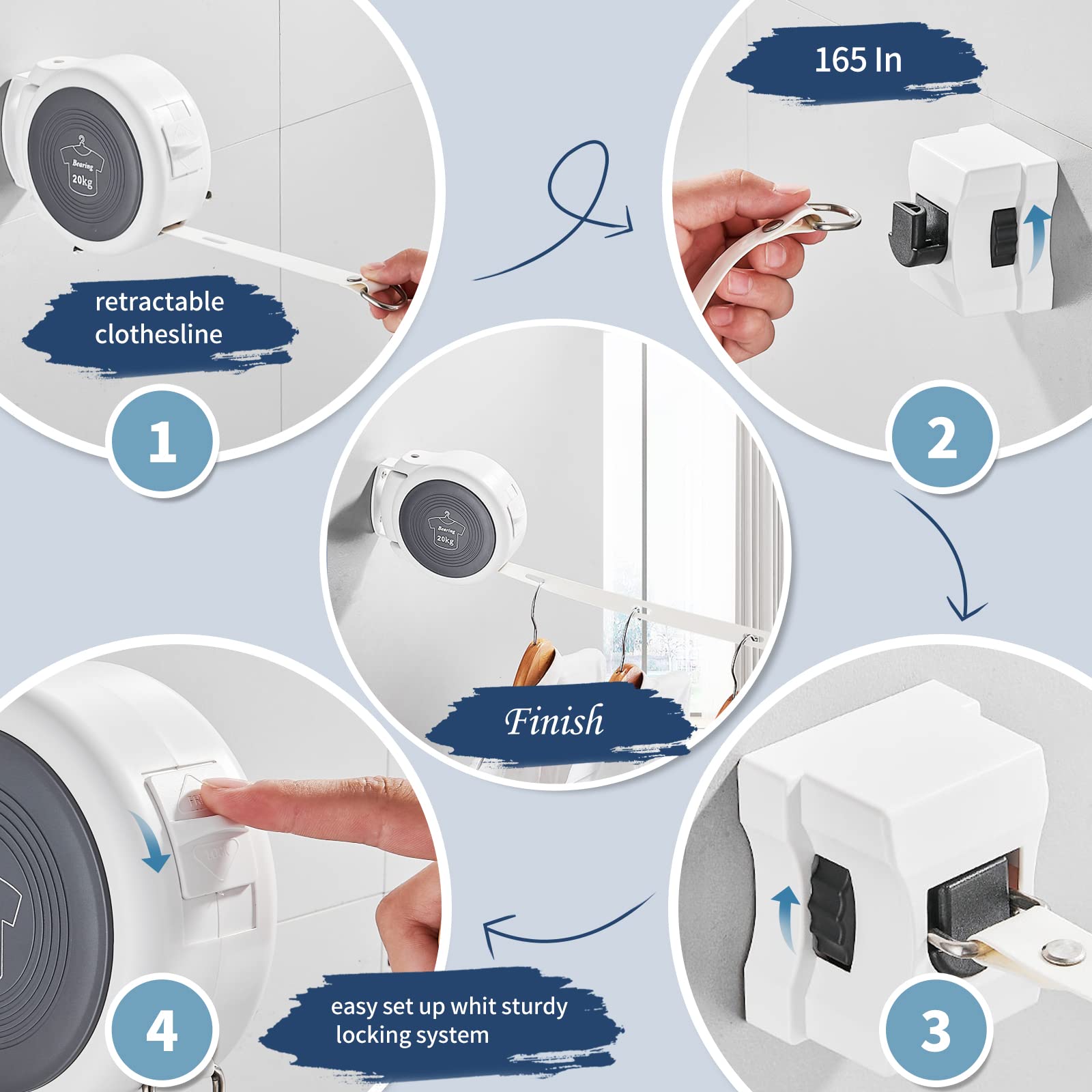 Snapklik.com : Retractable Clothesline, Wall Mounted Clothing Line ...