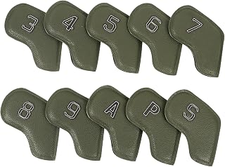 Qsvbeeqj 10 cuñas de hierro para palos de golf, protector de putter, de piel sintética, suministros de golf