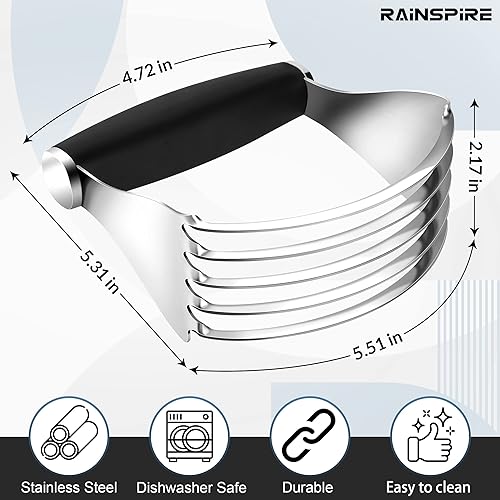 Miniatura 5 de Rainspire Cortador de repostería XL para hornear, licuadora de repostería resistente, acero inoxidable, cuchillas gruesas y afiladas, cortador de