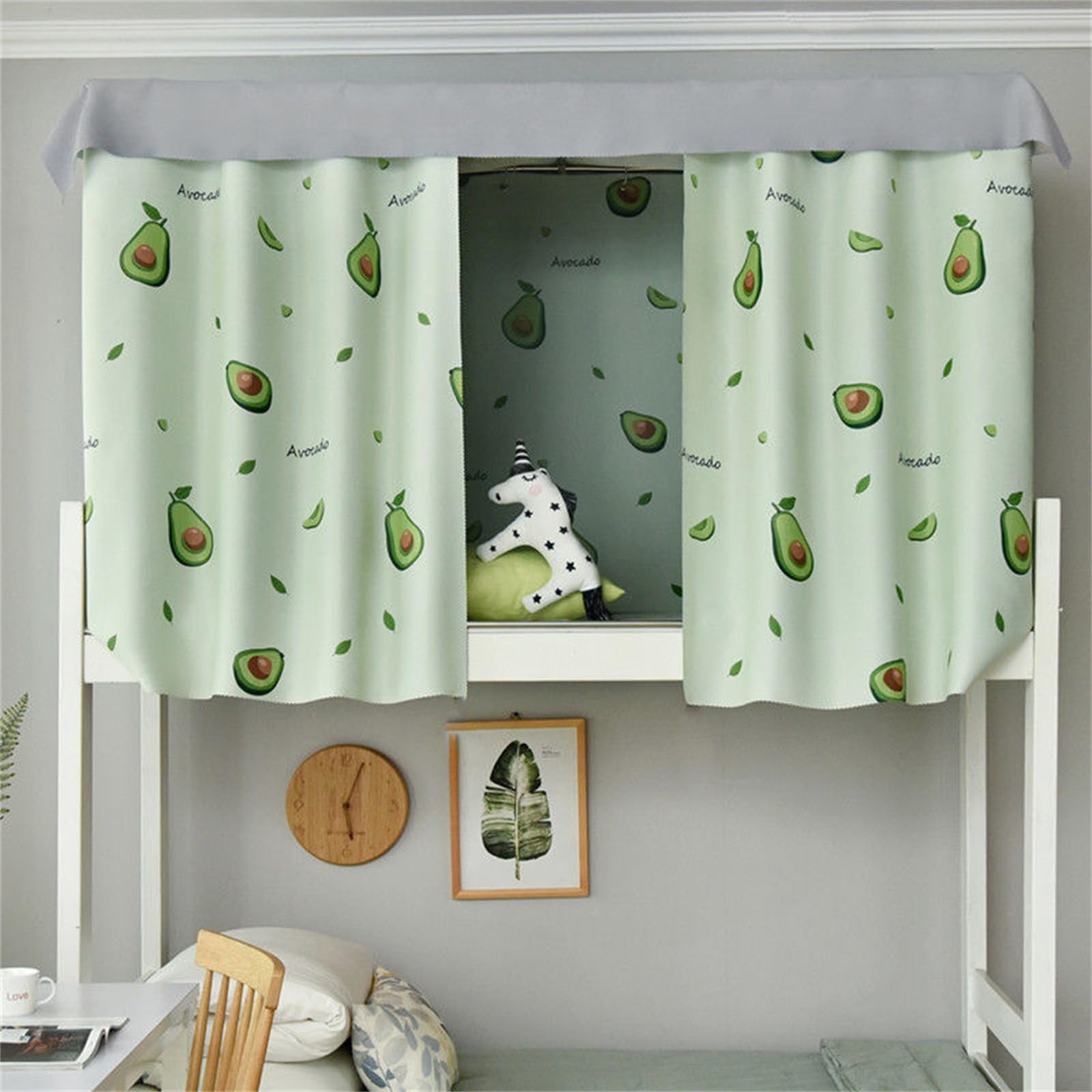 Bed Curtain for Loft Bed/Bunk Bed, Blackout Curtains Dustproof Bedding Canopy for Loft Bed/Bunk Bed, Cot Tent, Dormitory Bed Curtains for Kids Room (Green Avocado, Top)