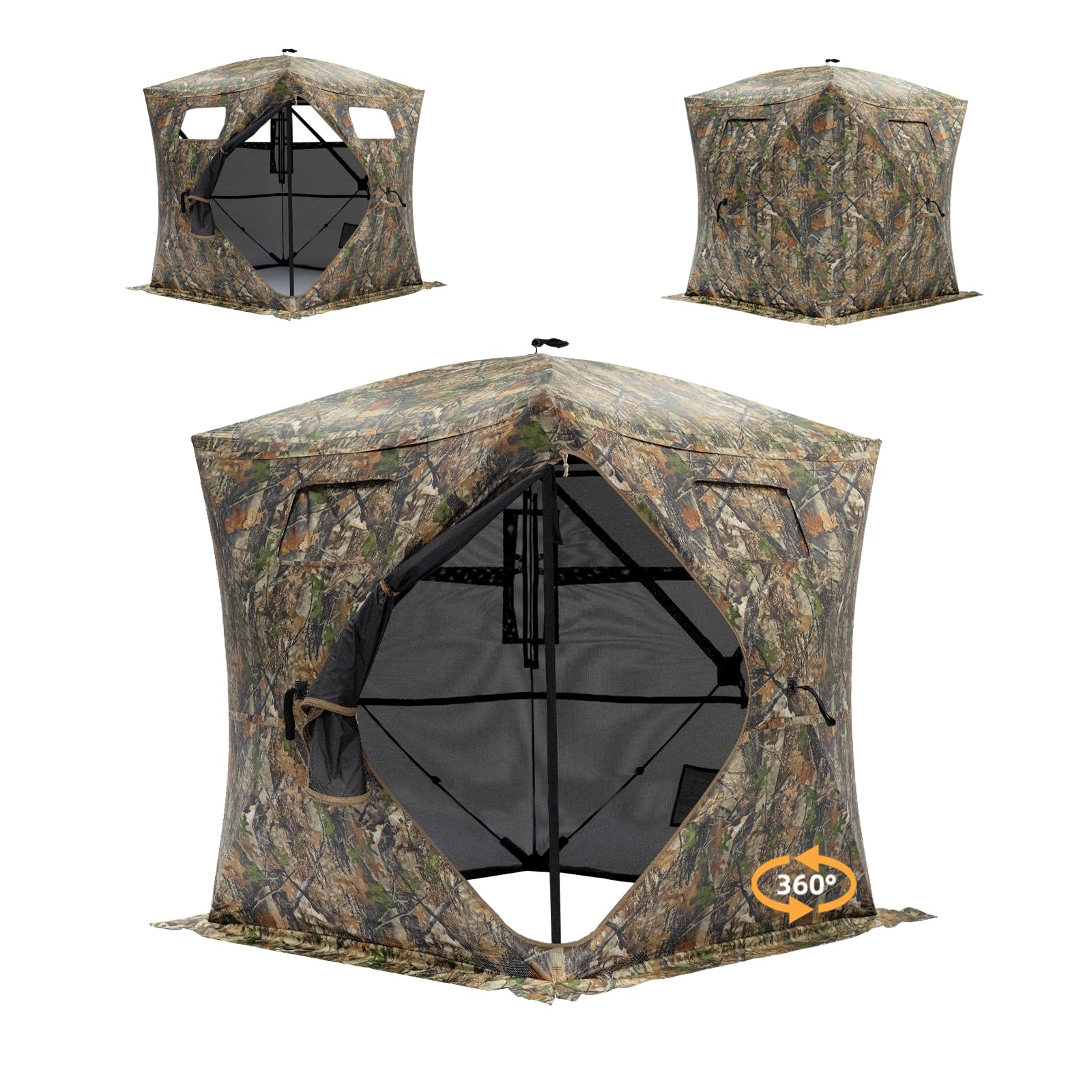 Ground Blind for 2-3 & 3-4 Person, 360/270 Degree See Through for Deer and Turkey, Pop Up Deer Blind with Single Door/Double Doors, Portable Carry Bag and Quiet Fast Setup