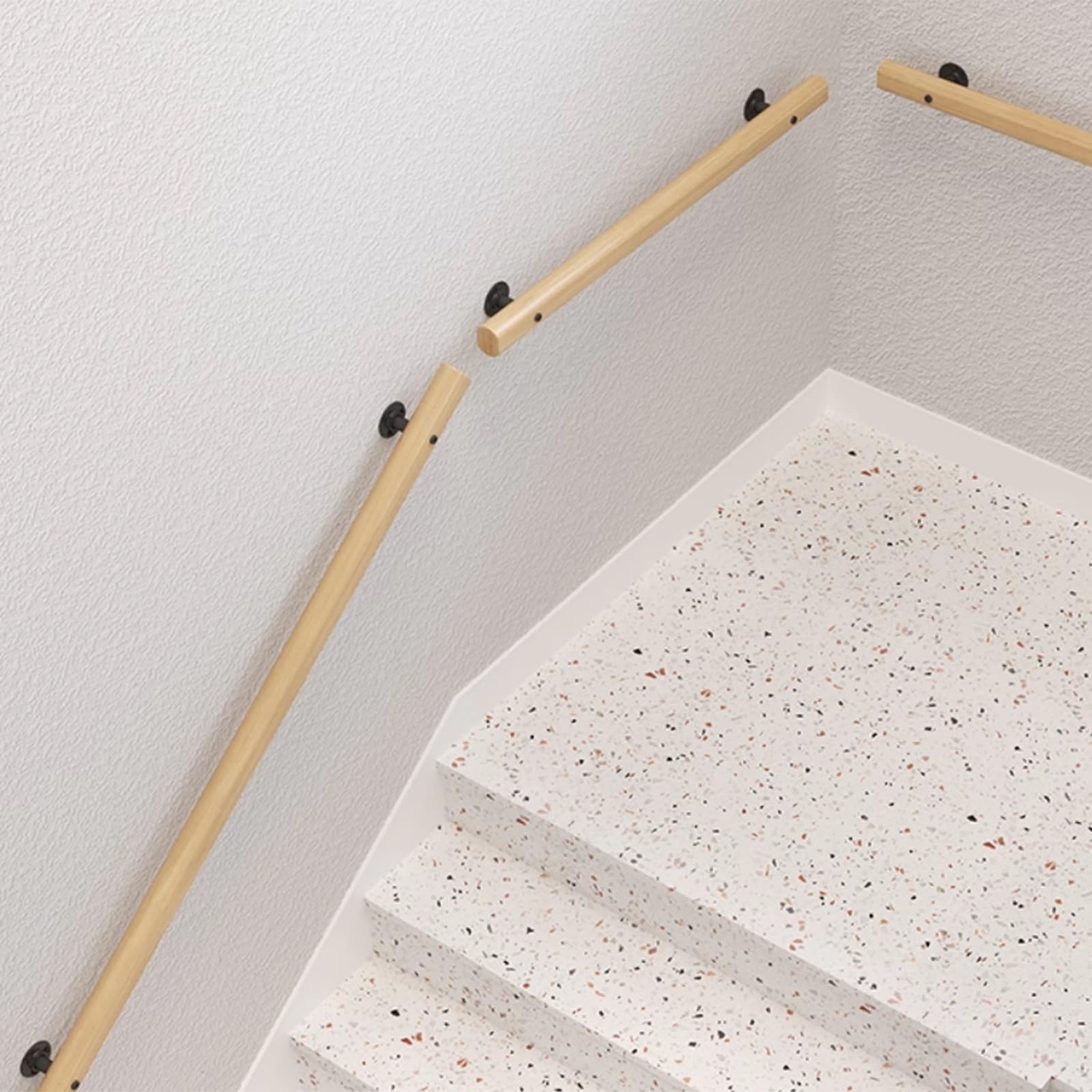 Drewniane schody il Antypoślizgowa poręcz ścienna oszczędzająca miejsce poręcz na poddaszu przedszkole korytarz - 150 cm szyna bezpieczeństwa