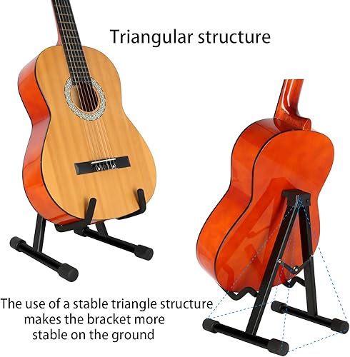 Miniatura 5 de EASTROCK Soporte de guitarra profesional portátil negro trípode ajustable con marco A para guitarra acústica, múltiples guitarras para guitarra