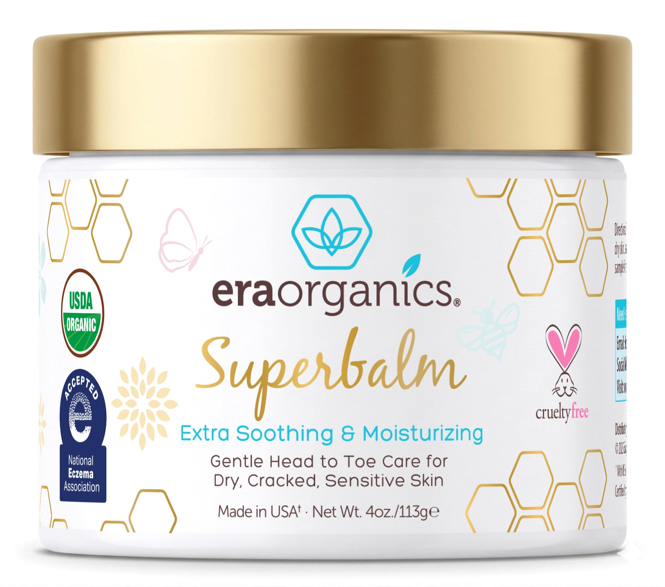 Era Organics Healing Ointment for Babies - USDA Certified Organic Natural Moisturizer Gentle on Sensitive Skin Prone To Baby Eczema, Cradle Cap (