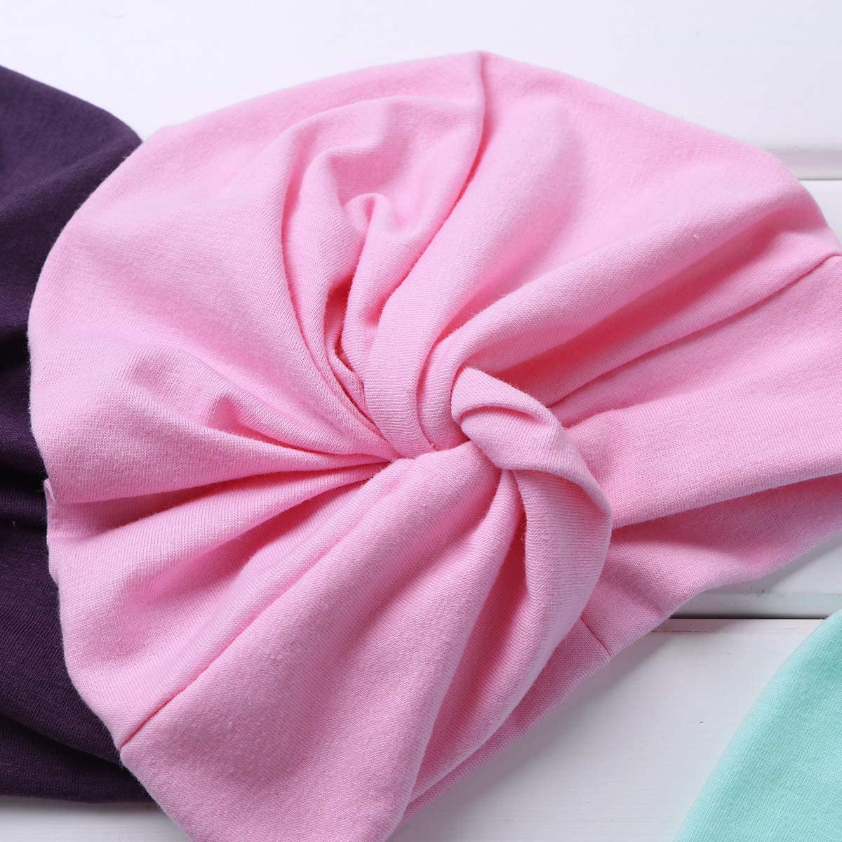 Säuglingsbaby Beanie Knoten Donut Hut Neugeborene Jungen Mädchen Baumwolle Weiche Turban Bogen Kaninchenohren Mütze Krankenhaus Kopf Wrap (Color : G Knotted, Size : One Size)