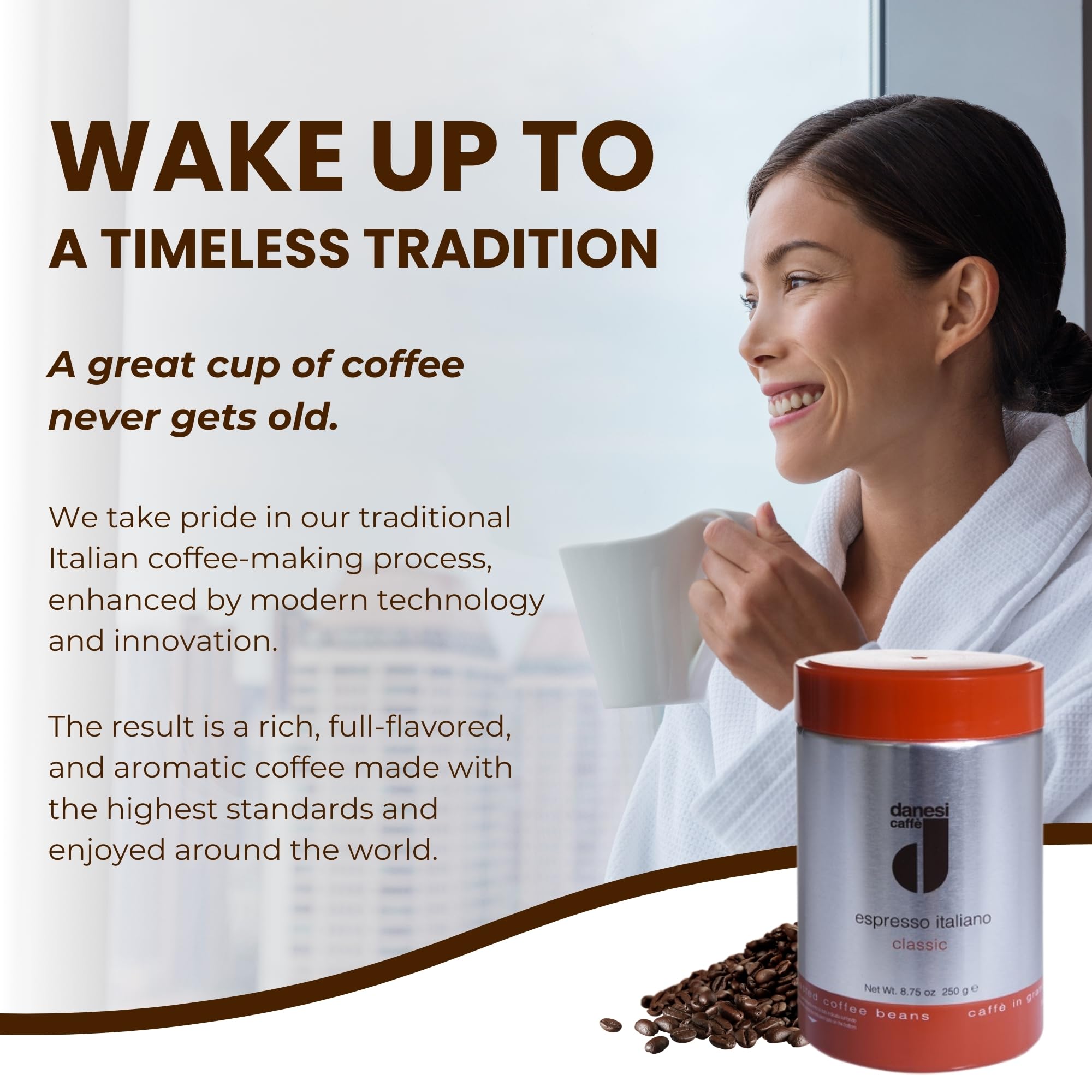 Danesi Caffe Italian Whole Coffee Beans - Espresso Coffee Beans and Medium Roast Whole Bean - Perfect for — view 3