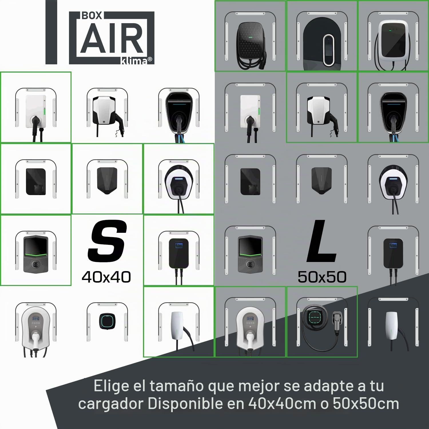Box Air Klima Funda para Wallbox | Protección contra el clima para estación de carga de autos eléctricos en aluminio compuesto | Techo antilluvia, protección contra el sol y rayos UV