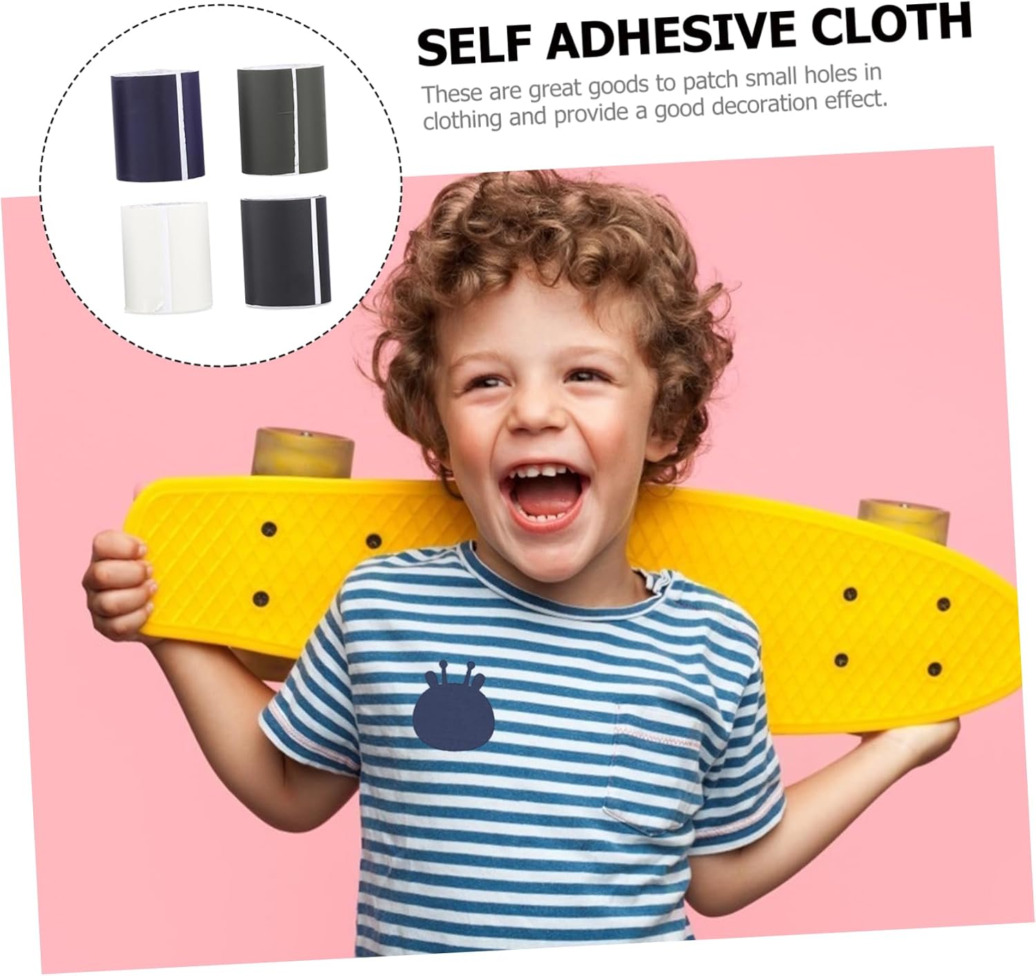 KALLORY 4rolls Self-Adhesive Jeans Patches Denim Patch for Clothing Iron Garment Accessory