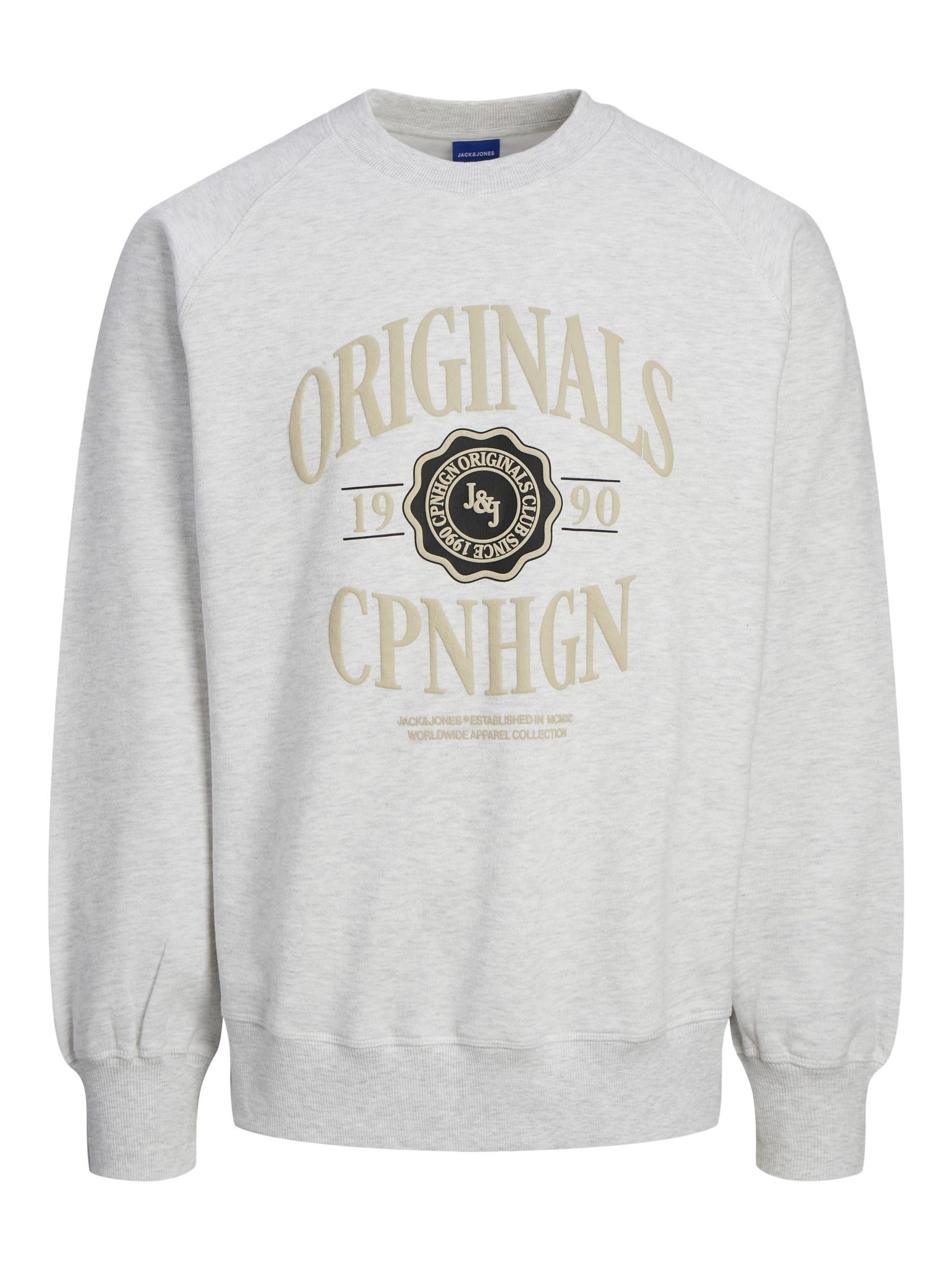 JACK & JONES Male Sweatshirt Logo Sweatshirt, White Melange, XS