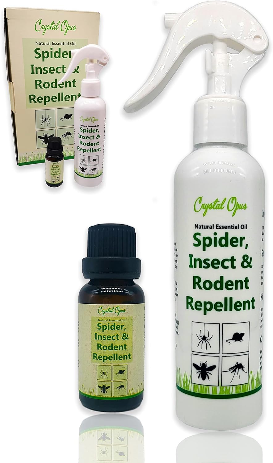 Refillable Spider, Insect, Mice & Rat Repellent Spray Set. Makes Over