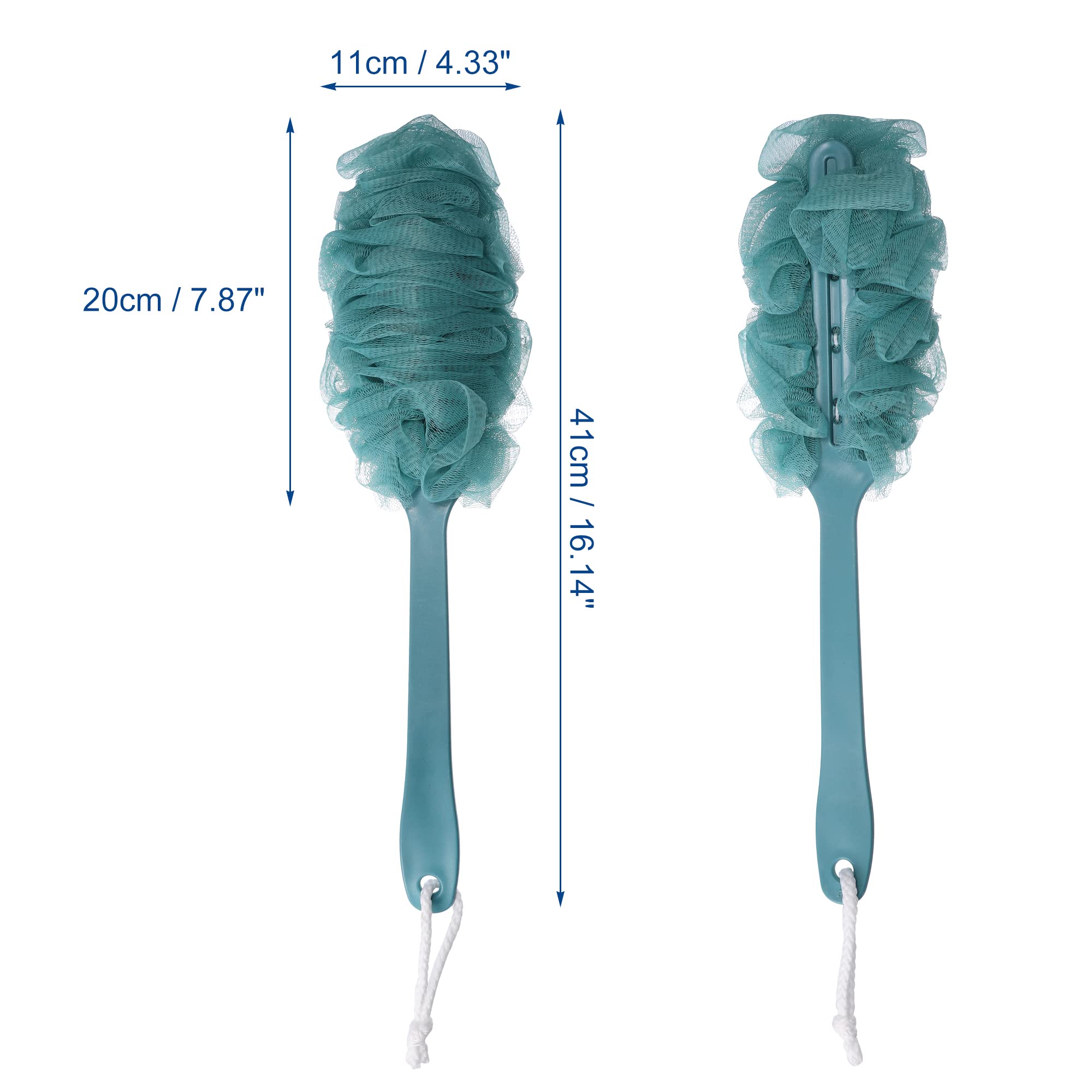 VOCOSTE 2 Pcs Body Bath Brush, Back Scrubber for Shower, PP Mesh, Blue Beige - Image 4