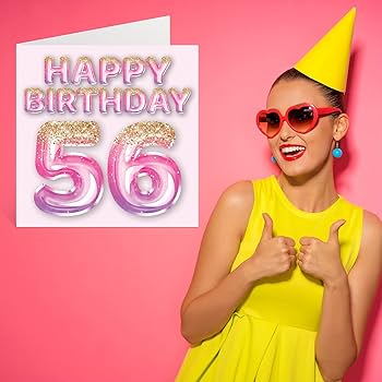 Amazon.com : 56th Birthday Card for Women - Pink & Purple