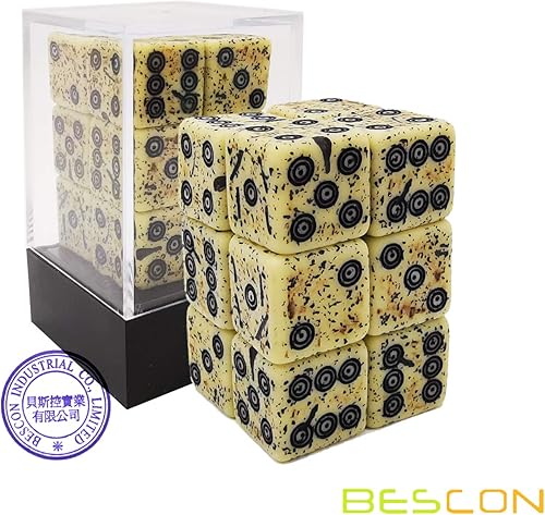 Miniatura 2 de Bescon Old Looking Ancient Bone Dice D6 0.630 in 12pcs Set, 0.630 in Seis Caras Die (12) Bloque de Dados de Piedra