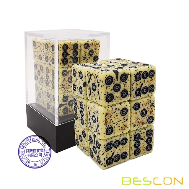 Foto 2 de 5 de Bescon Old Looking Ancient Bone Dice D6 16mm 12pcs Set, 16mm Six Sided Die (12) Block of Stone Dice