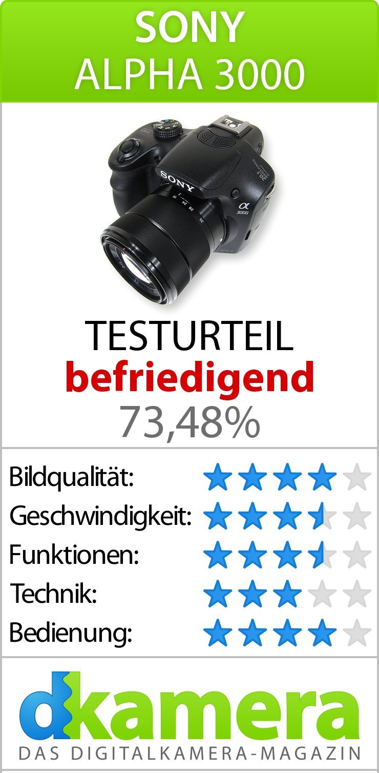Sony ILCE3000KB a3000 E-Mount Systemkamera im SLR Gehäuse (20 Megapixel, Exmor APS-C CMOS Sensor, 7,6 cm (3 Zoll) LCD-Display, Live View, Full HD Video) inkl. E 18-55mm OSS Objektiv schwarz