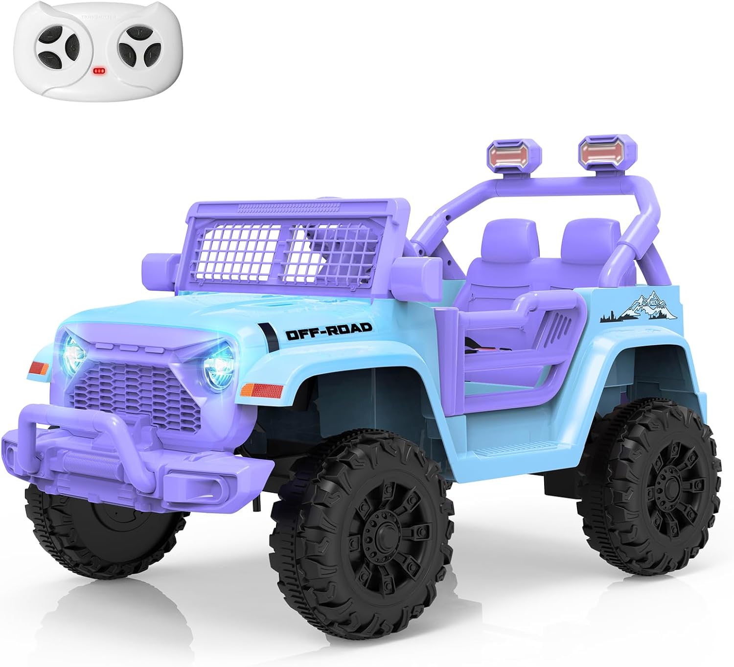 MINIATURE MOTORS 12V Kids Ride on Truck Car Remote Control, Ride on Toy for Toddlers Bluetooth USB Music, Suspension System Soft Start Safety Belt, Kids Electric Vehicles Gift for Boys & Girls-Blue
