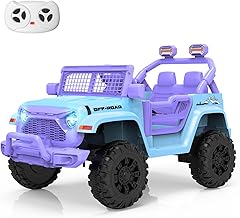 12V Kids Ride on Truck Car Remote Control, Ride on Toy for Toddlers Bluetooth USB Music, Suspension System Soft Start Safety Belt, Kids Electric Vehicles Gift for Boys & Girls-Blue