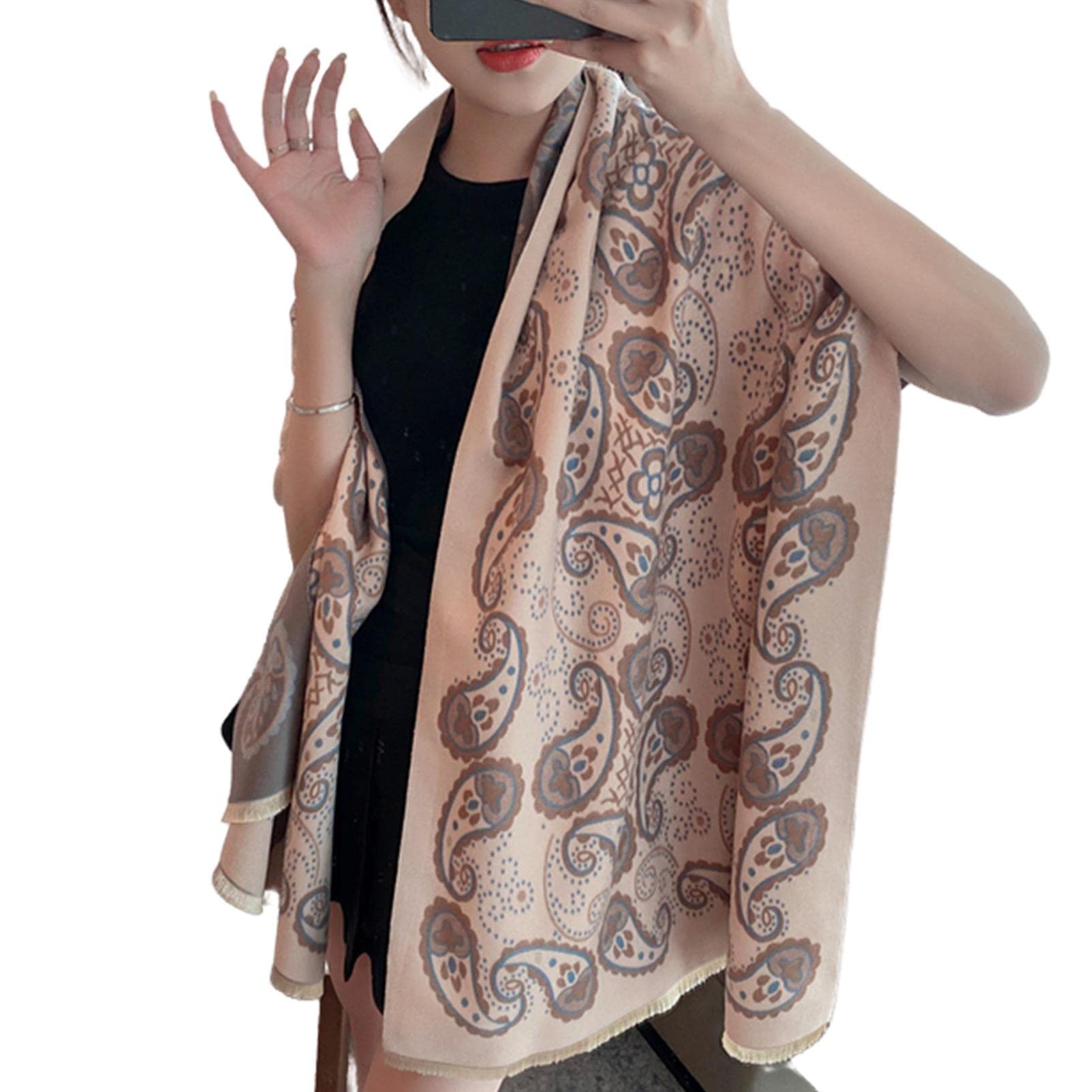 URYYRIT Foulard Écharpe Cachemire Chaude Dames Imprimer Un Châle De Couverture Hivernale Épaisse Et Envelopper Pashmina 180 * 65 Cm Femmes-Wyt152-5