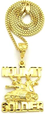 NEW NO LIMIT SOLDIER PENDANT &2mm/24" BOX CHAIN HIP HOP NECKLACE - RC2040G