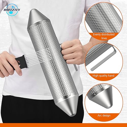 Vista 4 de Hofeztey Guiro Instrumento Guira Dominicana de Acero Inoxidable, Instrumento de Percusión Latina Guiro Puerto Rico, Shaker Wiro Musical con 2