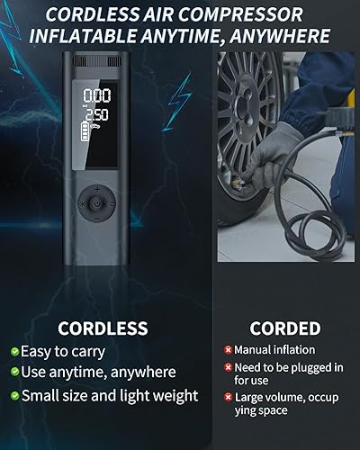 Miniatura 6 de Inflador de neumáticos, compresor de aire portátil, 90 W, 7800 mAh, bomba de aire 3 veces más rápida para neumáticos de automóvil con presión de