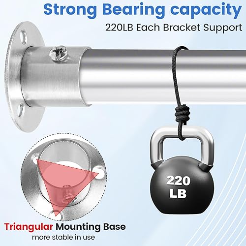 Miniatura 4 de Geesatis Soporte de brida para barra de armario, 2 piezas, soporte de brida alta para barra de armario, con tornillos de montaje, acero inoxidable,