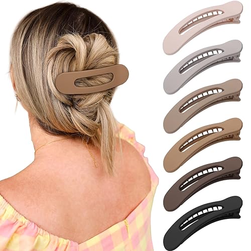 Miniatura 69 de Pinzas para el cabello French Concord, 6 pinzas para el cabello planas deslizantes laterales para volumen, agarre fuerte, agarre antideslizante