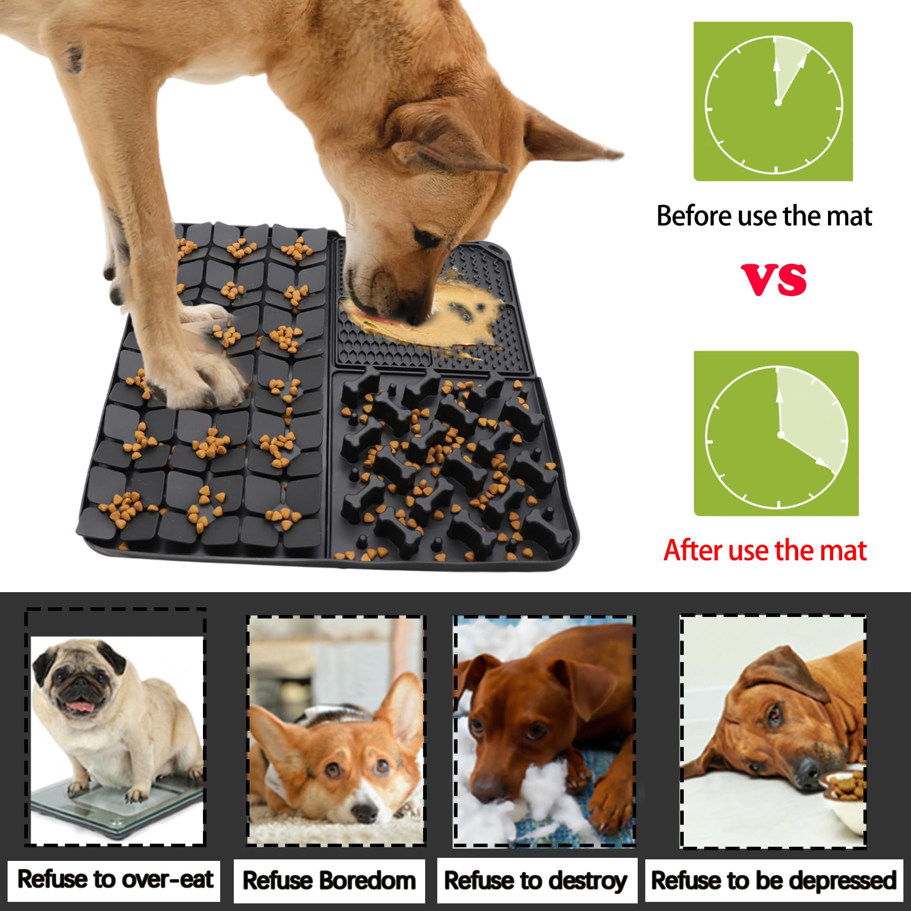 Silikon-Schnüffelmatte für Hunde, langsam füttern, Leckmatte mit Saugnäpfen für langsames Fressen, fördert die natürliche Futtersuche, lindert Stress, Haustier-Schnüffelmatte für kleine