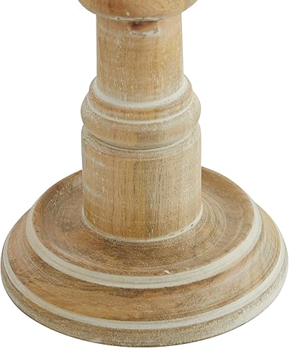 Miniatura 5 de Deco 79 Portavelas decorativo de madera de mango, juego de 3 candelabros de 11 pulgadas, 14 pulgadas, 17 pulgadas de alto, marrón