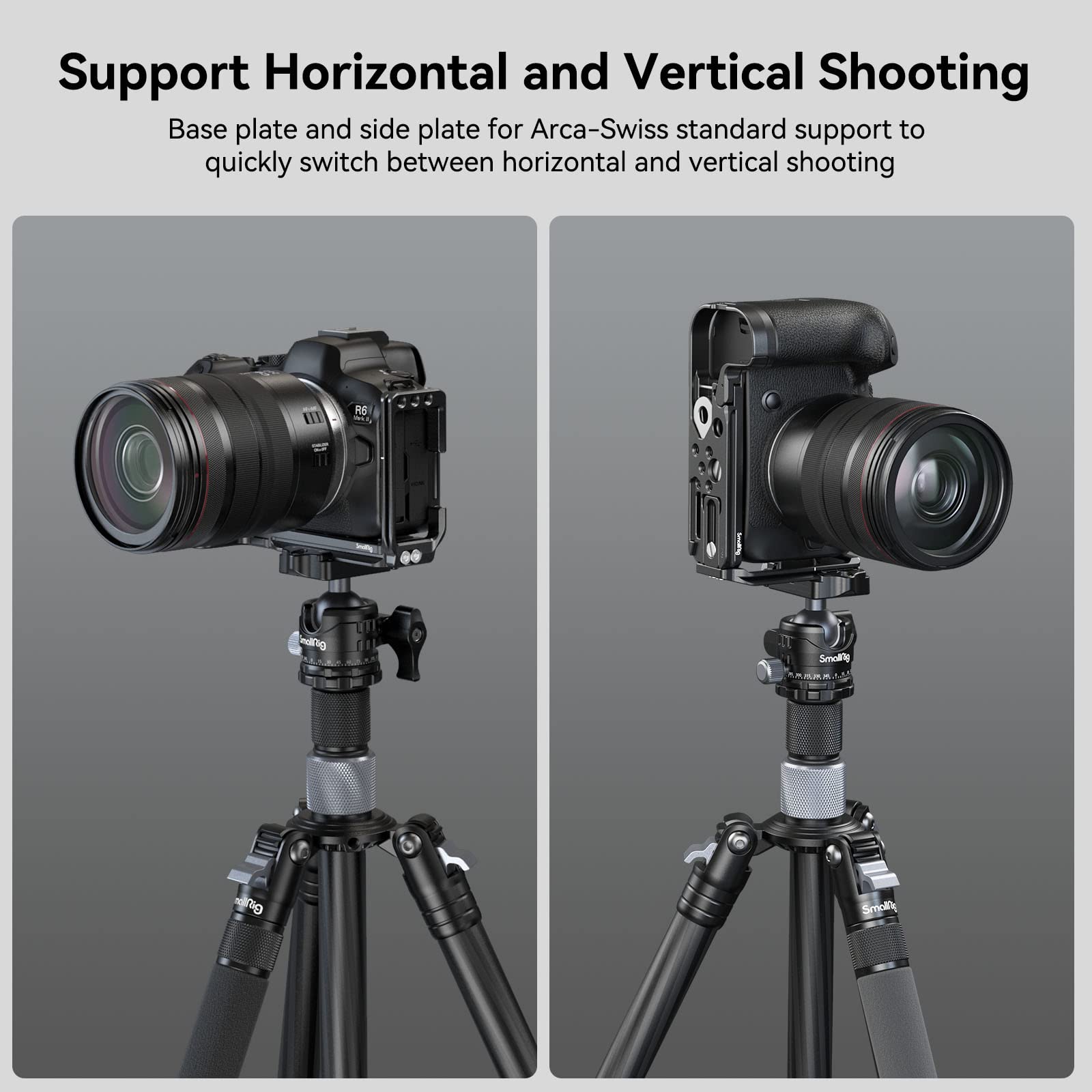 SMALLRIG Quick Release L-Bracket für Canon R6 Mark II / R6 / R5 / R5 C, Kamera-L-Platte für Arca-Typ mit 1/4"-20 Gewindelöchern, Gurtlöchern, Vertikale Aufnahmen - 4160B