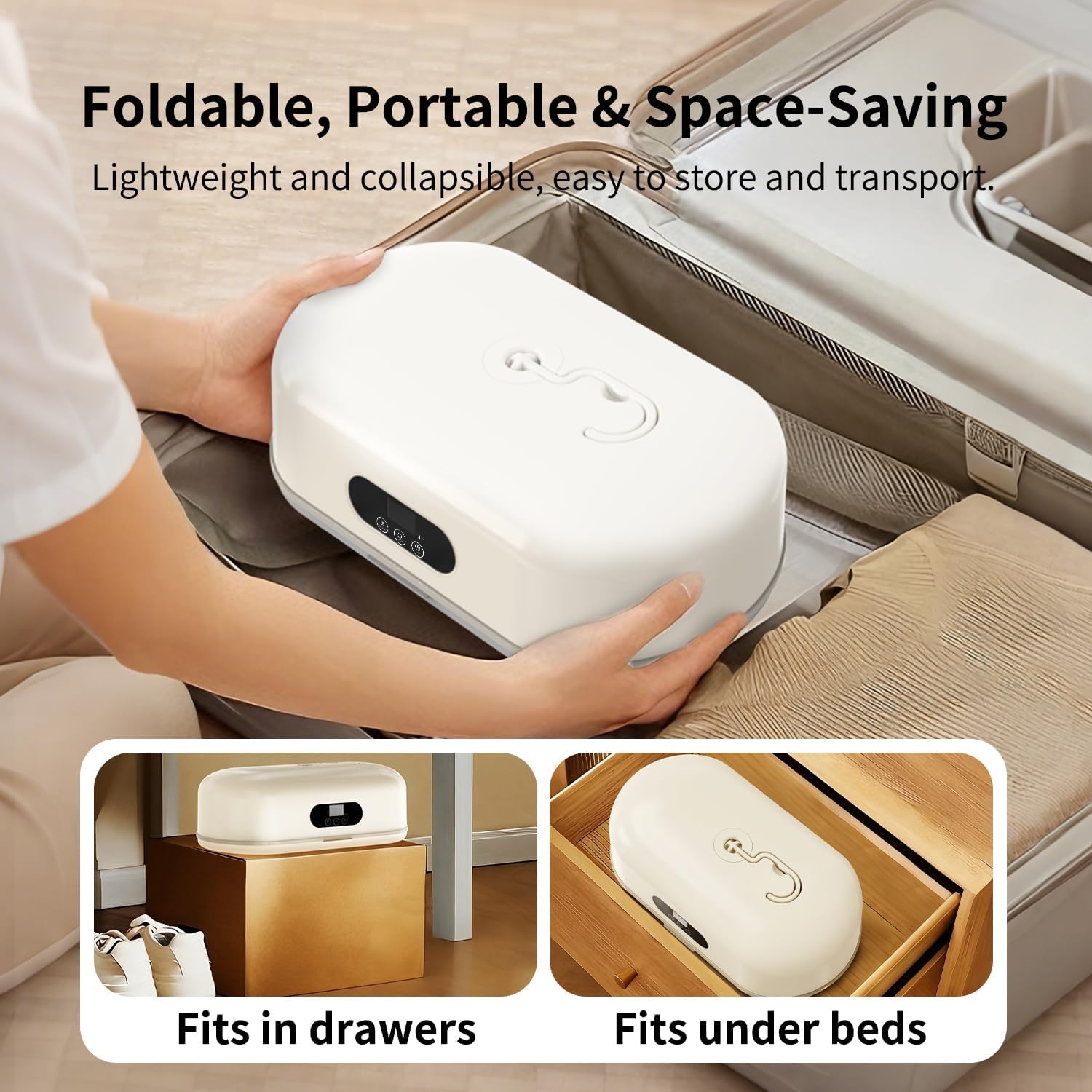 Portable Clothes Dryer for Small Spaces – Compact Quiet Dryer with Adjustable Timer, Fast Drying for Apartment, RV & Travel
