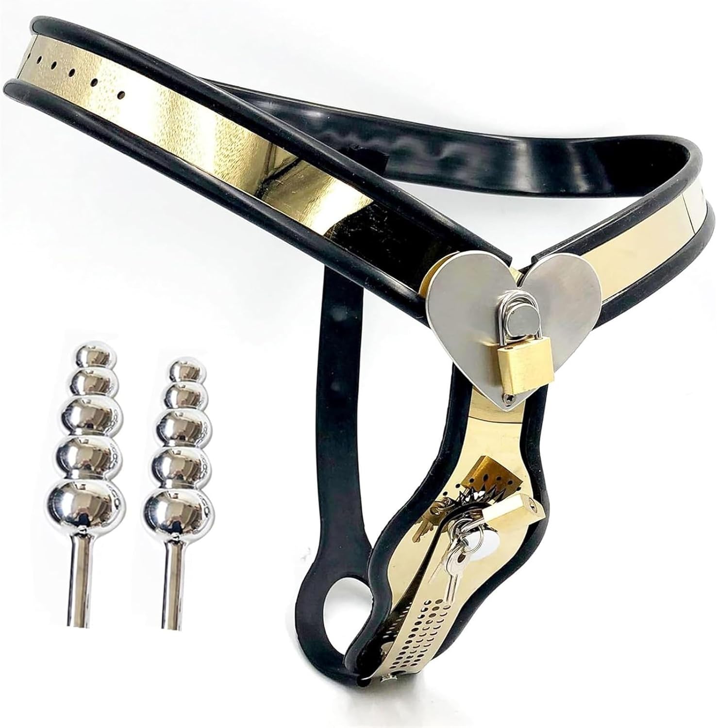 Stainless Steel Chastity Belt for Women with Vaginal Plug and Anal Plug, BDSM Bondage Chastity Belt, Invisible Underwear Fetish Slave Chastity Device, Sex Toy for Couples