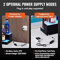 Vista 5 de VEVOR Pantalla de botella de licor con iluminación LED, 2 niveles de 30 pulgadas, compatible con USB, estante iluminado de bar para el hogar