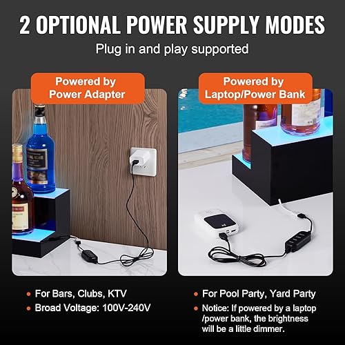 Miniatura 57 de VEVOR Pantalla de botella de licor con iluminación LED, 3 niveles de 40 pulgadas, compatible con USB, estante iluminado de bar para el hogar