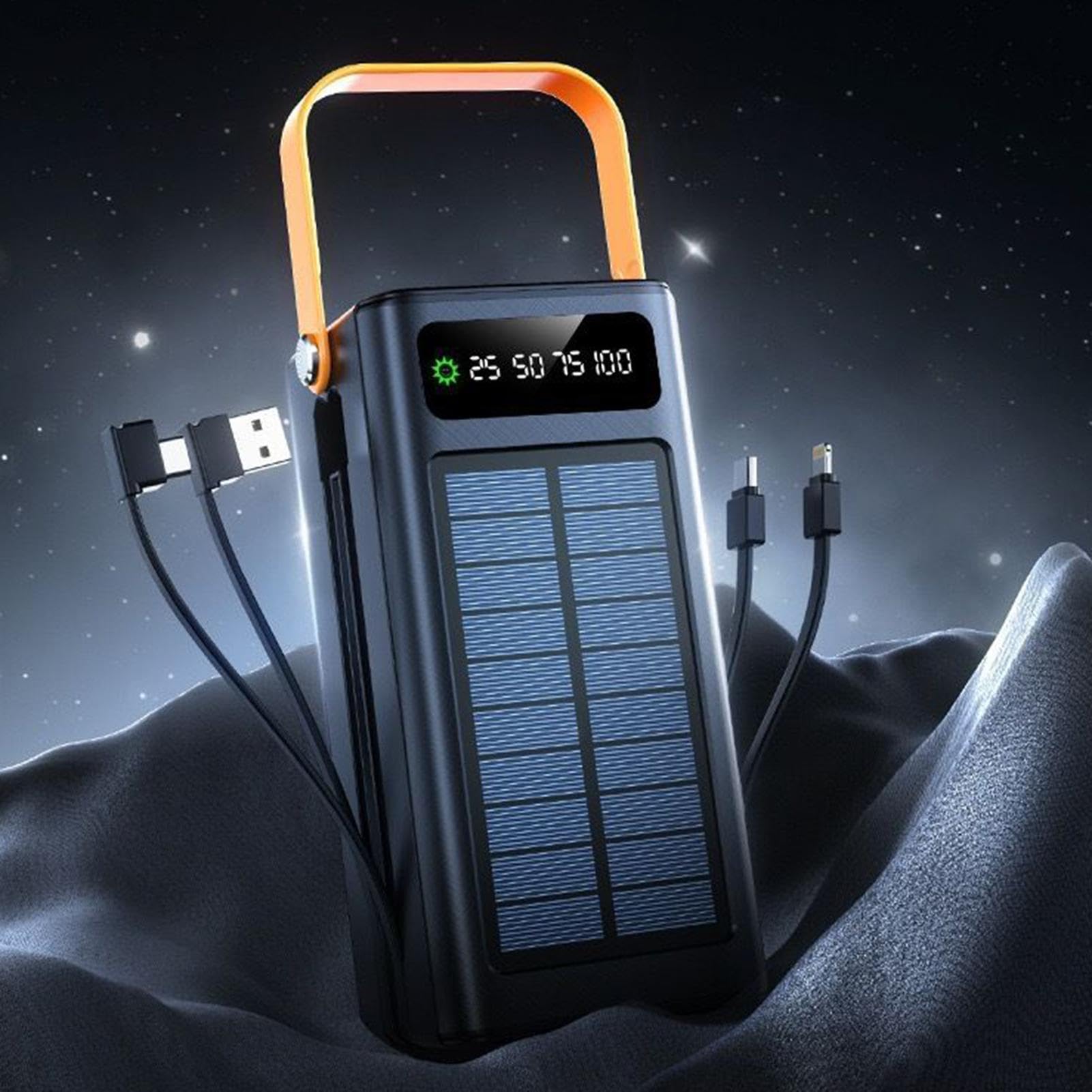Power Bank Chargeur Solaire 50000 MAh, Solaire Power Bank avec 4 Entrées &
