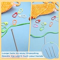 Vista 4 de UzecPk Juego de 59 agujas para hilo, kit de agujas de zurcir, kit de agujas romas de ojo grande con aguja de tapicería curvada, enhebrador de agujas