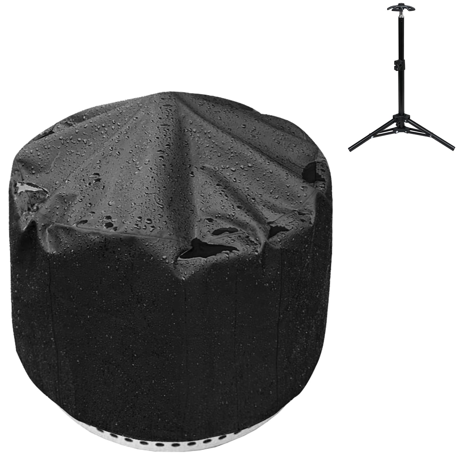 WOMACO Fire Pit Cover for Solo Stove Yukon - Heavy Duty Outdoor Shelter with Pole Support & Handle Waterproof Patio Fire Pit Accessories for Camping - 30.7" Dia x 24.5" H
