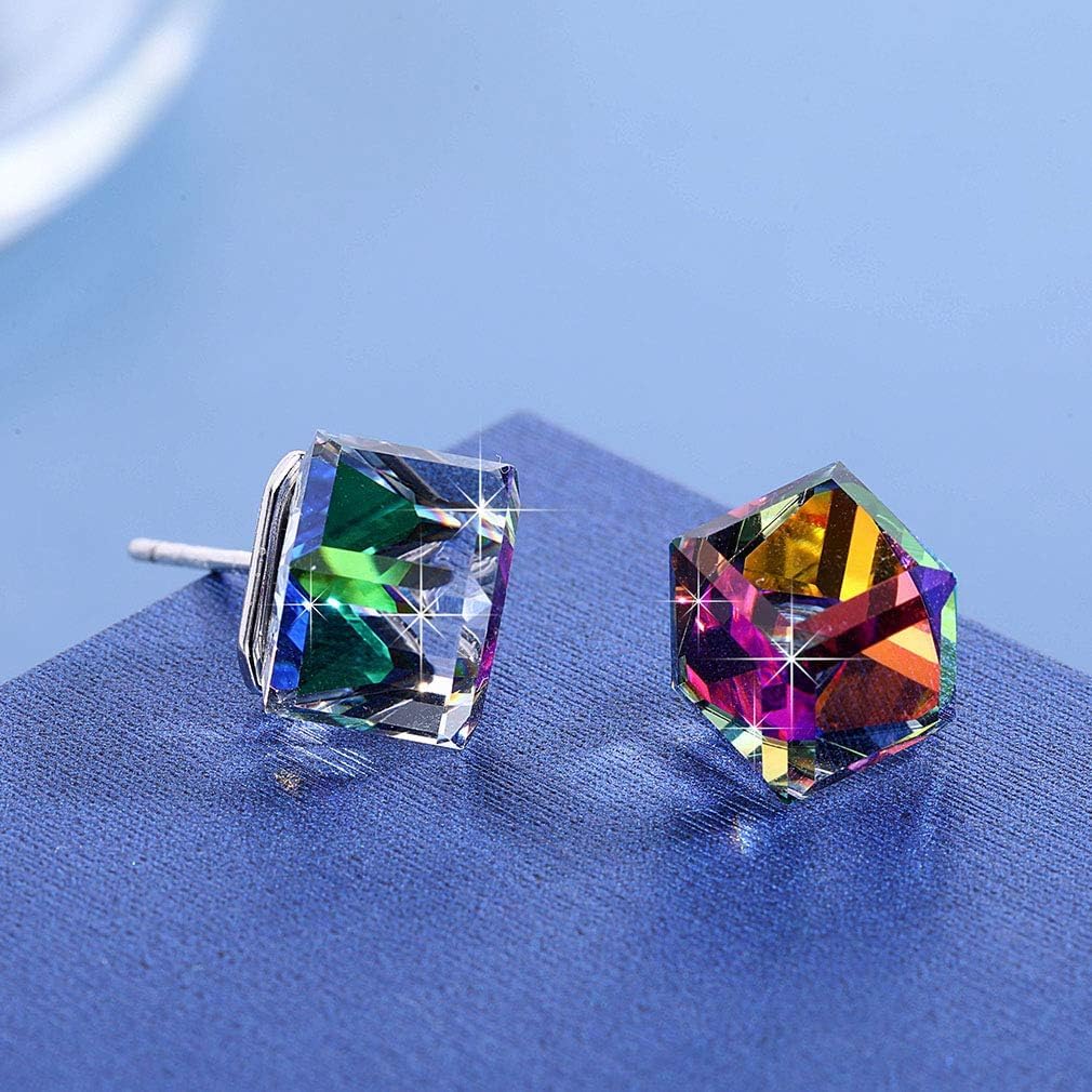 Cube Austrian Crystal Drop Stud Earrings for Women Fashion S925 Sterling Silver Hypoallergenic Jewelry - Image 5