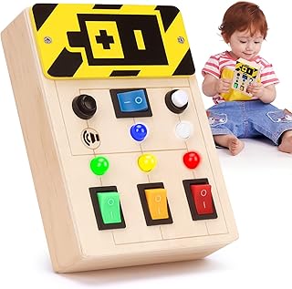 Montessori Toys 1 2 3 4 Year Olds Toddler, Baby Sensory Toys for Autistic Children Busy Board 1-5 Year Olds Kids Wooden Educational Toys Preschool Learning Toys Motor Skills Travel Games Activity Toys