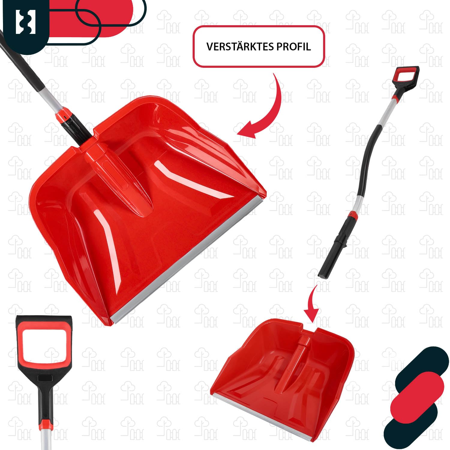 KOTARBAU® Set Schneeschaufel mit Aluminiumstiel 144 cm Eisschaber 119 x 20 cm + Handschuhe warm Schneeschieber Schneeschaufel Auto Stoßscharre mit Stiel Schaufel mit Stiel