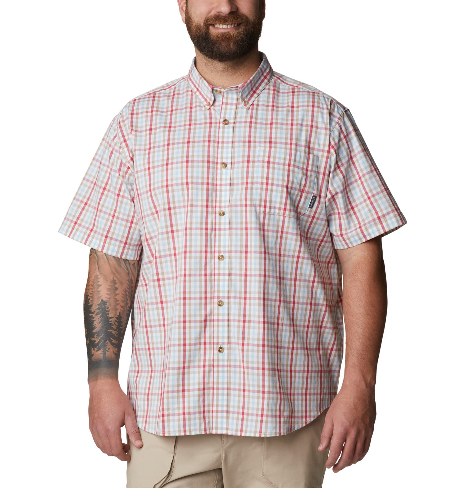 Columbia Rapid Rivers II Short Sleeve Plaid Shirt, Comfort Stretch Camisa de Botones Hombre