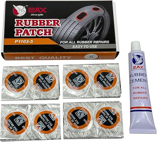 Miniatura 7 de PAX 24 parches de reparación de neumáticos de tubo interior de 1.339 x 2.047 in con cemento de 20 cc, kit de reparación de neumáticos de perforación