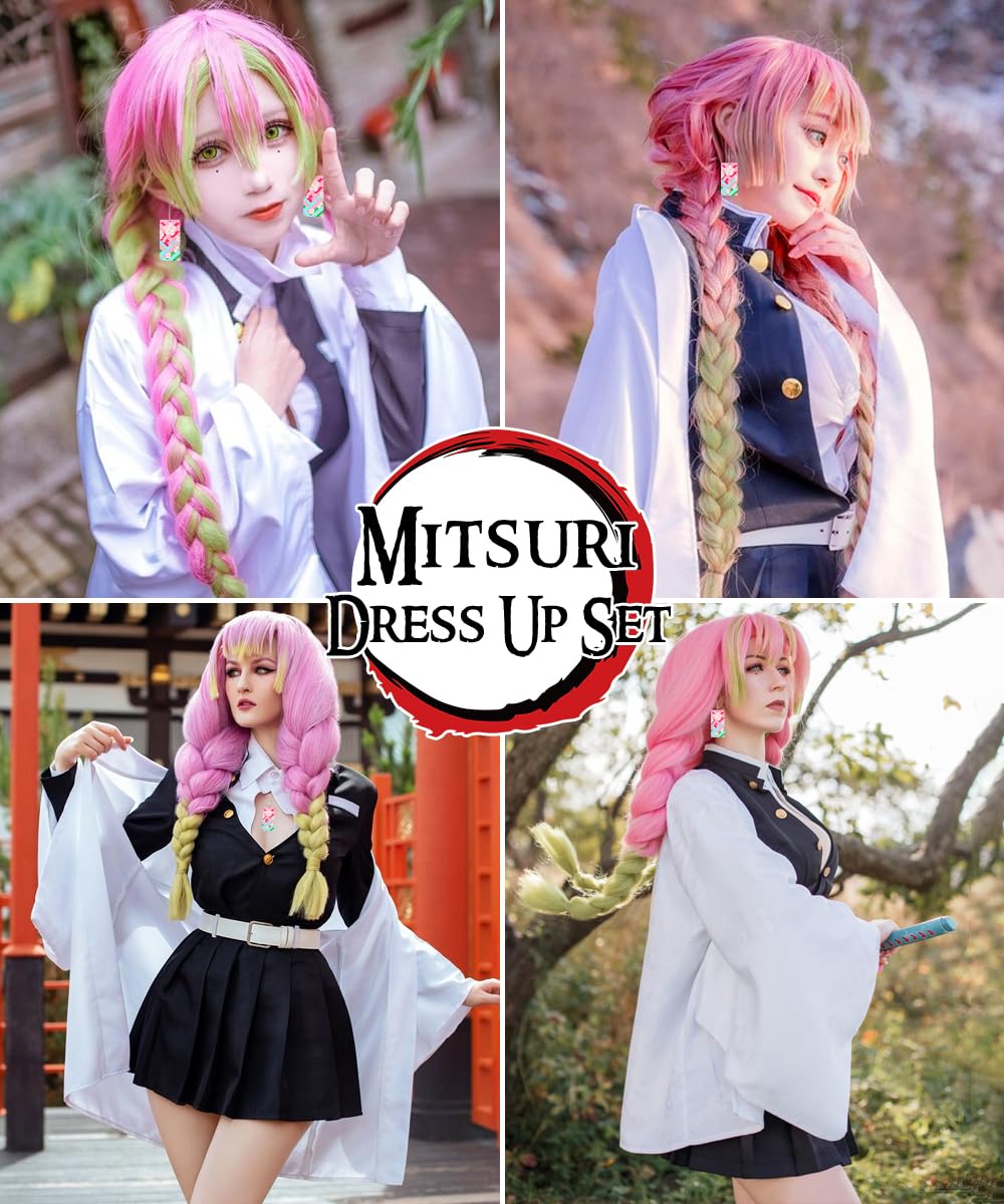 Costume Nezuko Tanjirou per Carnevale Halloween Natale, Set di Kimono Mantello, Regalo per Bambini