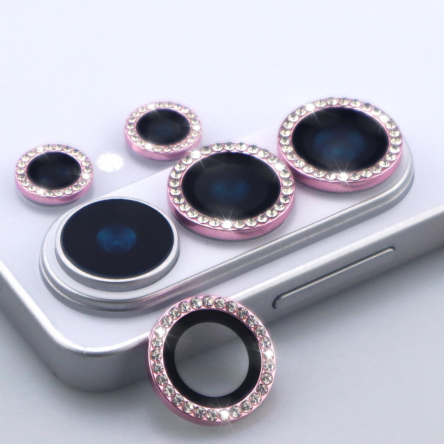 for Samsung Galaxy S26 Ultra Camera Lens Protector, Bling Diamond Metal Ring Tempered Glass Lens Cover, Sparkly Rhinestone Accessories (Pink)