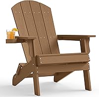 Vista 29 de YEFU Silla Adirondack, silla Adirondack de plástico de gran tamaño, sillas plegables para exteriores con soporte para tazas, silla de césped